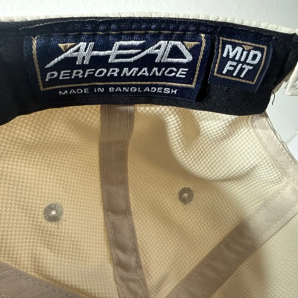 AHEAD Mid Fit Kentucky Derby 146 Performance Ball Golf Hat Cap Hook Loop Beige